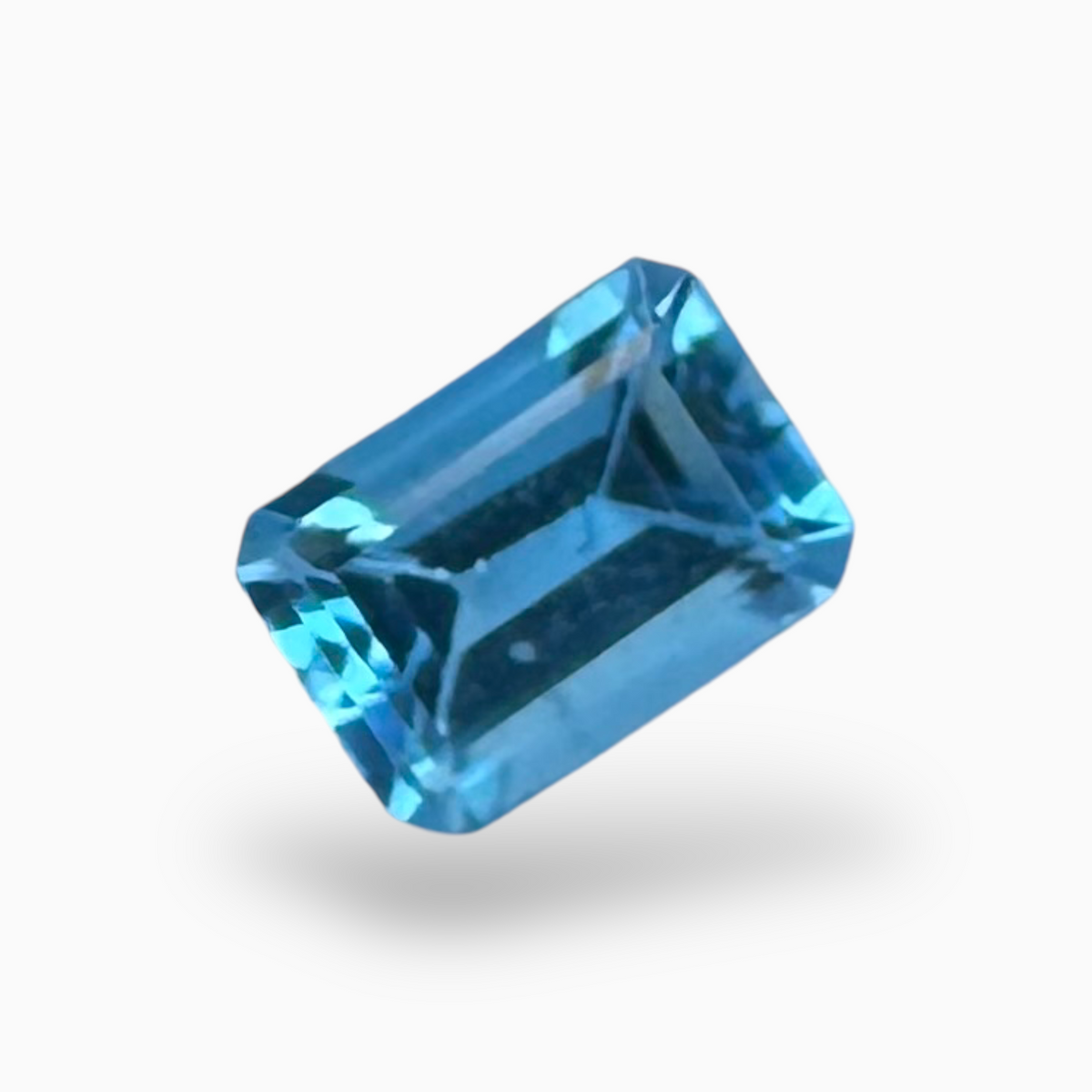 Swiss Blue Topaz Deep Sky Blue Color 1.18 Carats Emerald Cut Shape Size 7X6mm