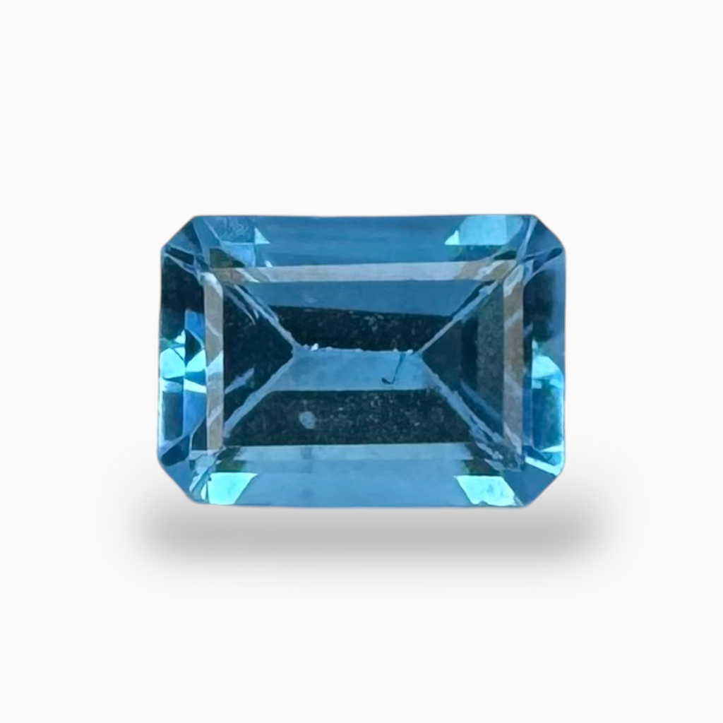 Swiss Blue Topaz Deep Sky Blue Color 1.18 Carats Emerald Cut Shape Size 7X6mm