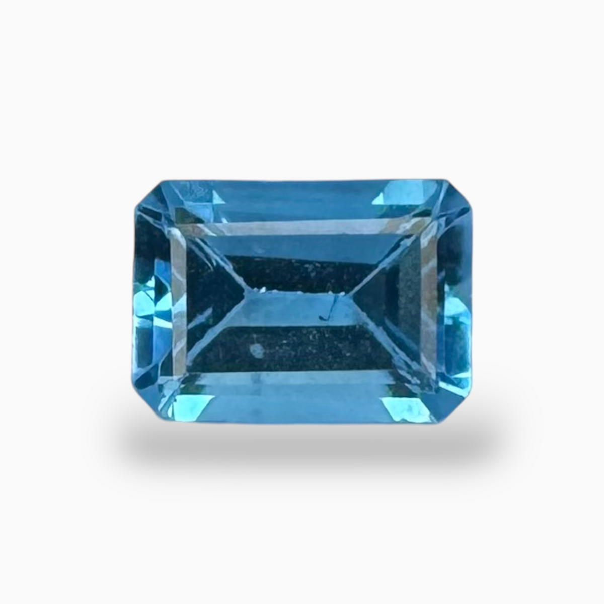 Swiss Blue Topaz Deep Sky Blue Color 1.18 Carats Emerald Cut Shape Size 7X6mm