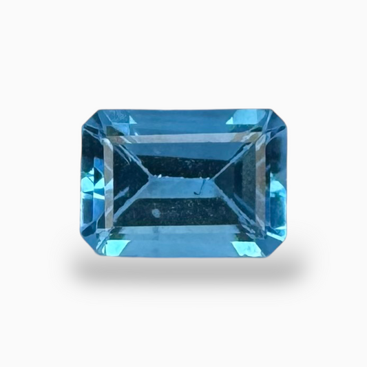 Swiss Blue Topaz Deep Sky Blue Color 1.18 Carats Emerald Cut Shape Size 7X6mm