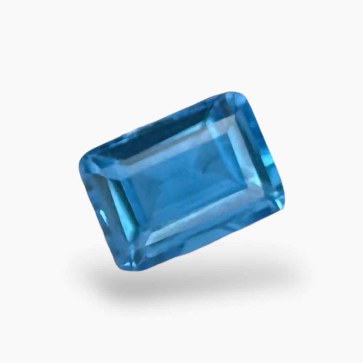 Swiss Blue Topaz Deep Sky Blue Color 1.43 Carats Emerald Cut Shape Size 7X5mm