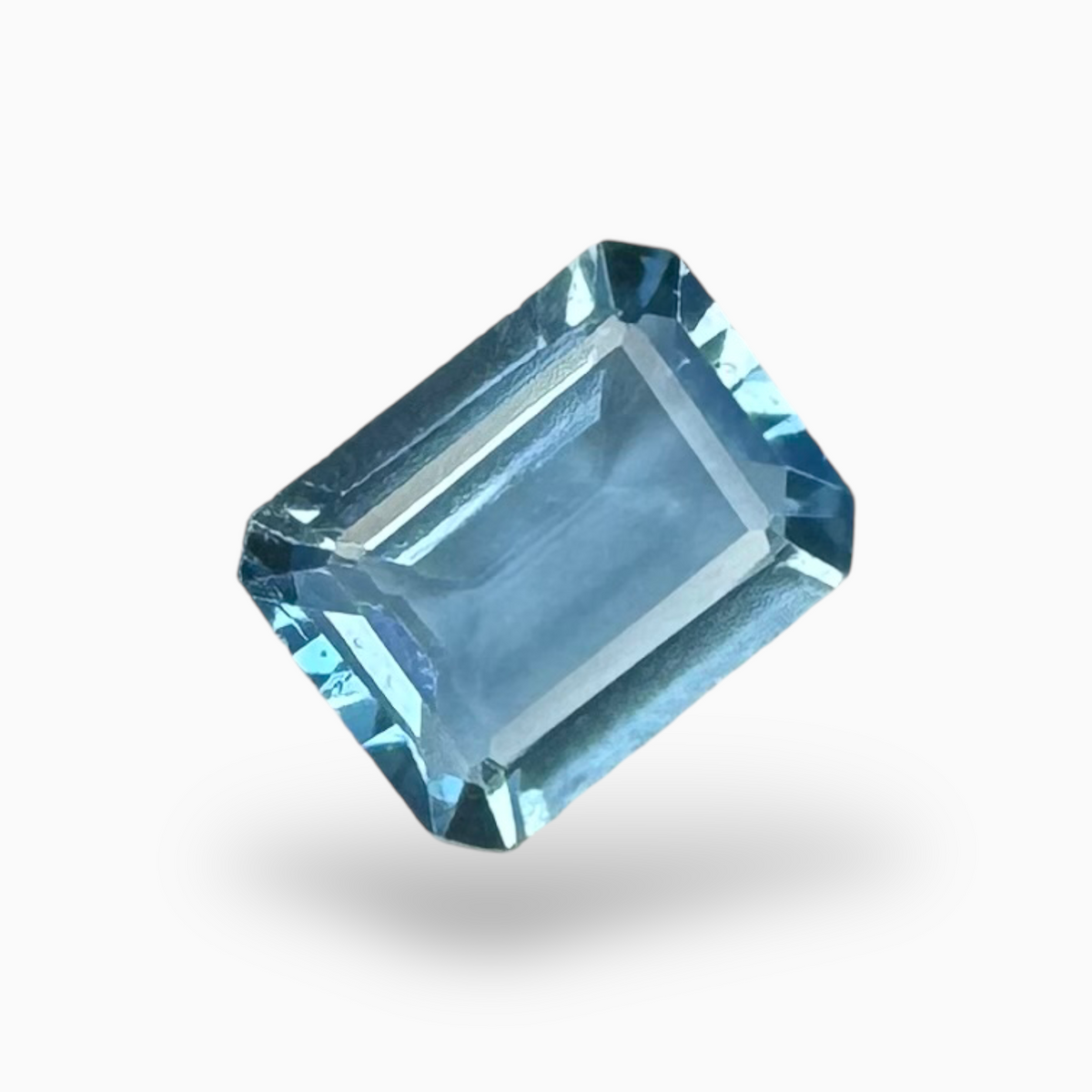 Swiss Blue Topaz Deep Sky Blue Color 1.61 Carats Emerald Cut Shape Size 8X6mm