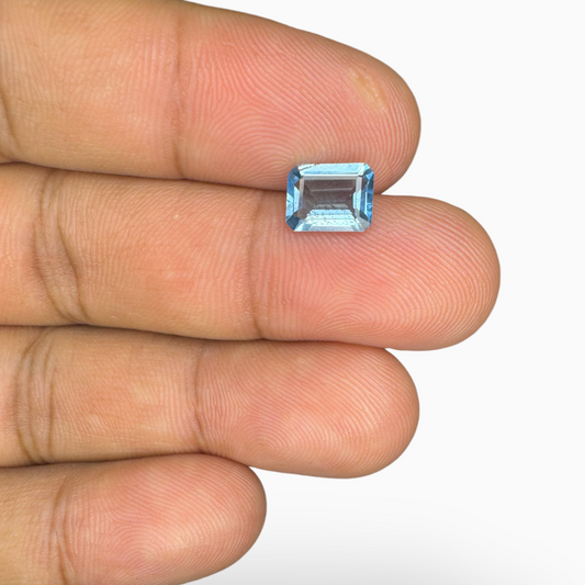 Swiss Blue Topaz Deep Sky Blue Color 1.61 Carats Emerald Cut Shape Size 8X6mm