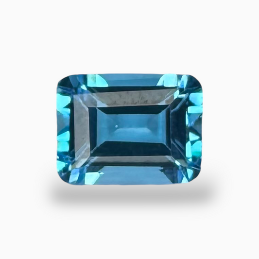 Swiss Blue Topaz Deep Sky Blue Color 1.96 Carats Emerald Cut Shape Size 9X7mm