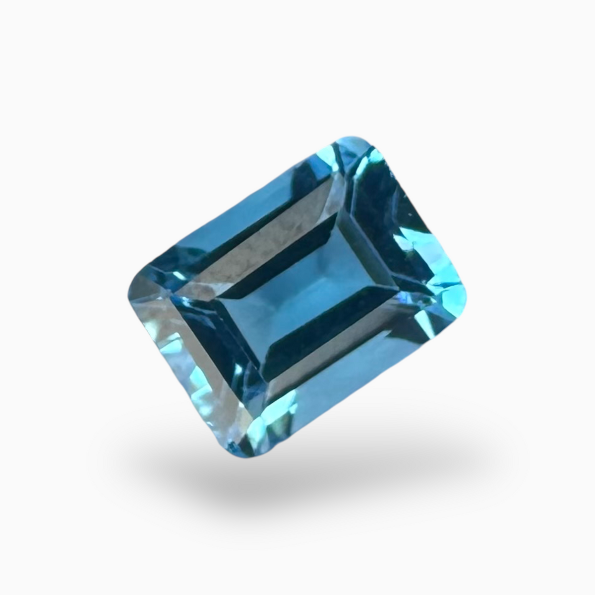 Swiss Blue Topaz Deep Sky Blue Color 1.96 Carats Emerald Cut Shape Size 9X7mm