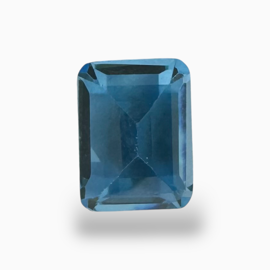 Swiss Blue Topaz Deep Sky Blue Color 1.96 Carats Emerald Cut Shape Size 9X7mm