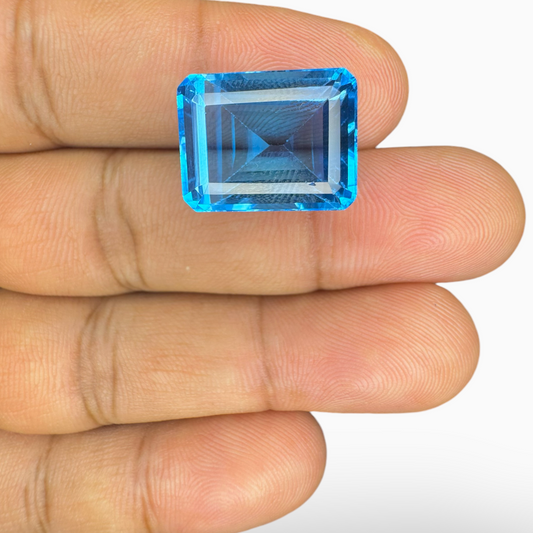 Buy Swiss Blue Topaz Emerald Cut Shape 18.68 Carats Stone Size 16X13mm