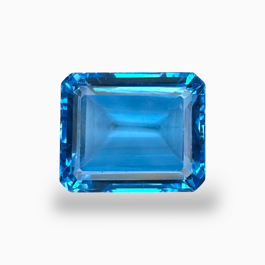 Swiss Blue Topaz Emerald Cut Shape 19.04 Carats Stone Size 16.5X13.5mm