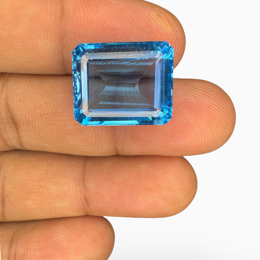 Swiss Blue Topaz Emerald Cut Shape 19.04 Carats Stone Size 16.5X13.5mm