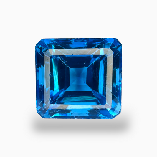 Swiss Blue Topaz Emerald Cut Shape 21.60 Carats Stone Size 14.5X13.5mm