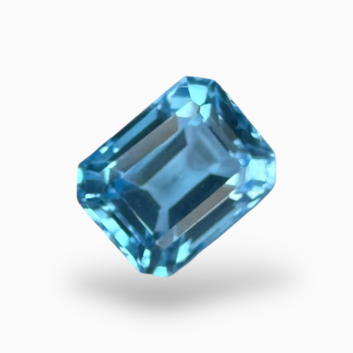 Swiss Blue Topaz Deep Sky Blue Color 3.06 Carats Emerald Cut Shape Size 9X7mm