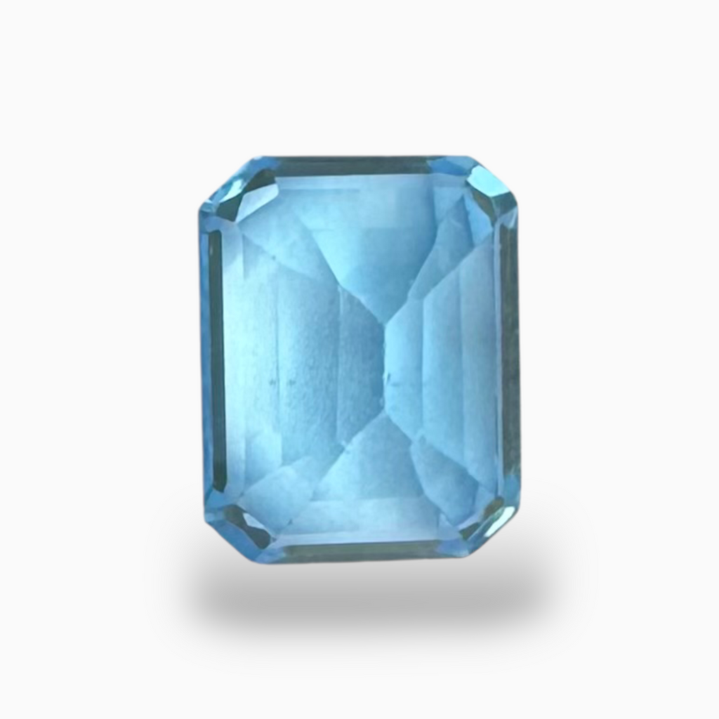 Swiss Blue Topaz Deep Sky Blue Color 3.06 Carats Emerald Cut Shape Size 9X7mm