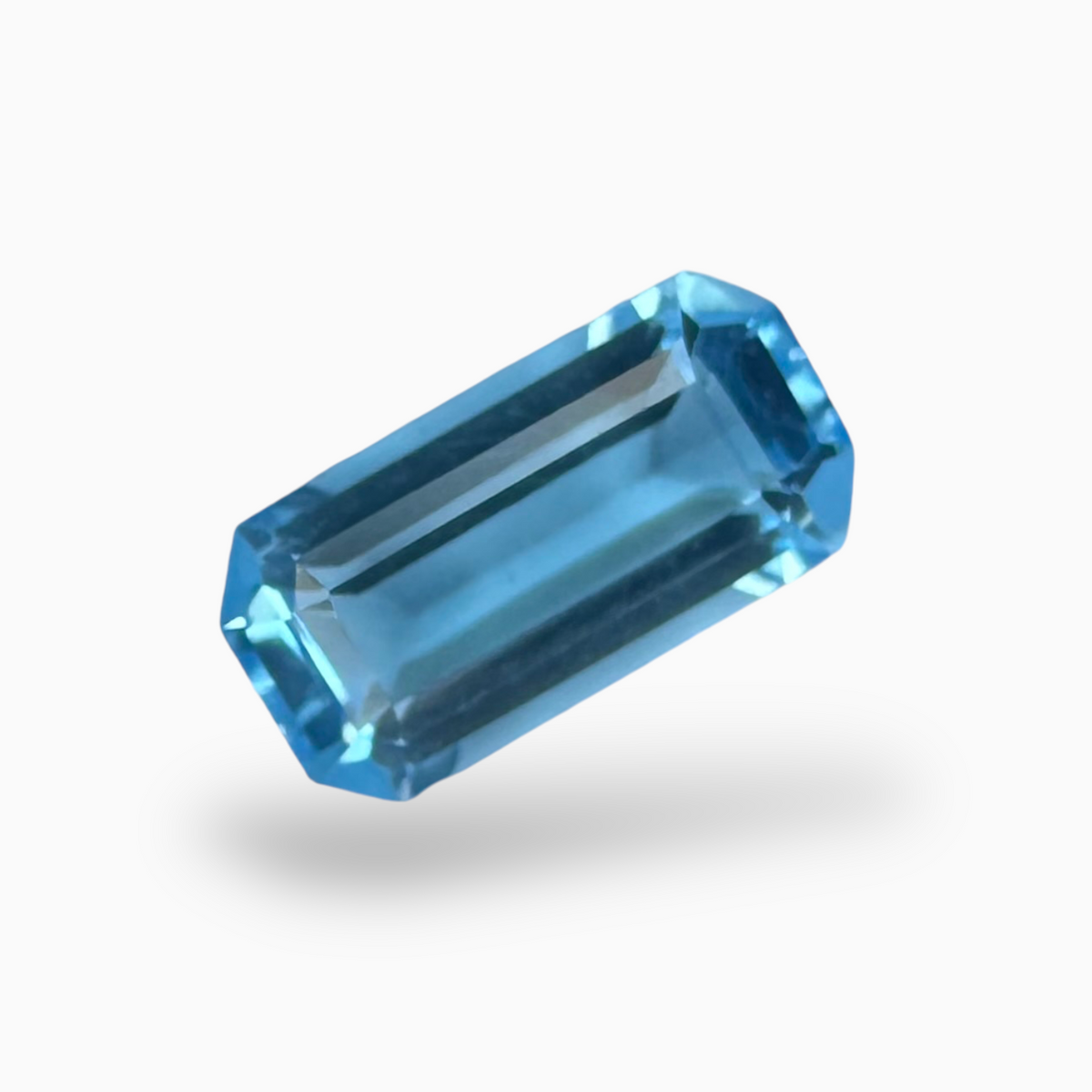 Swiss Blue Topaz Deep Sky Blue Color 3.20 Carats Emerald Cut Shape Size 12X6mm