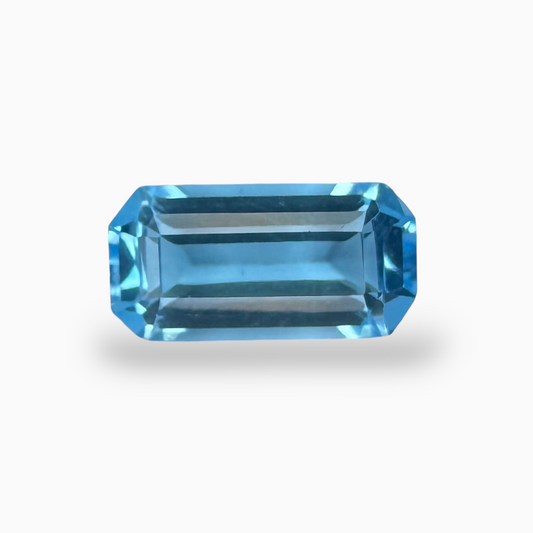 Swiss Blue Topaz Deep Sky Blue Color 3.20 Carats Emerald Cut Shape Size 12X6mm