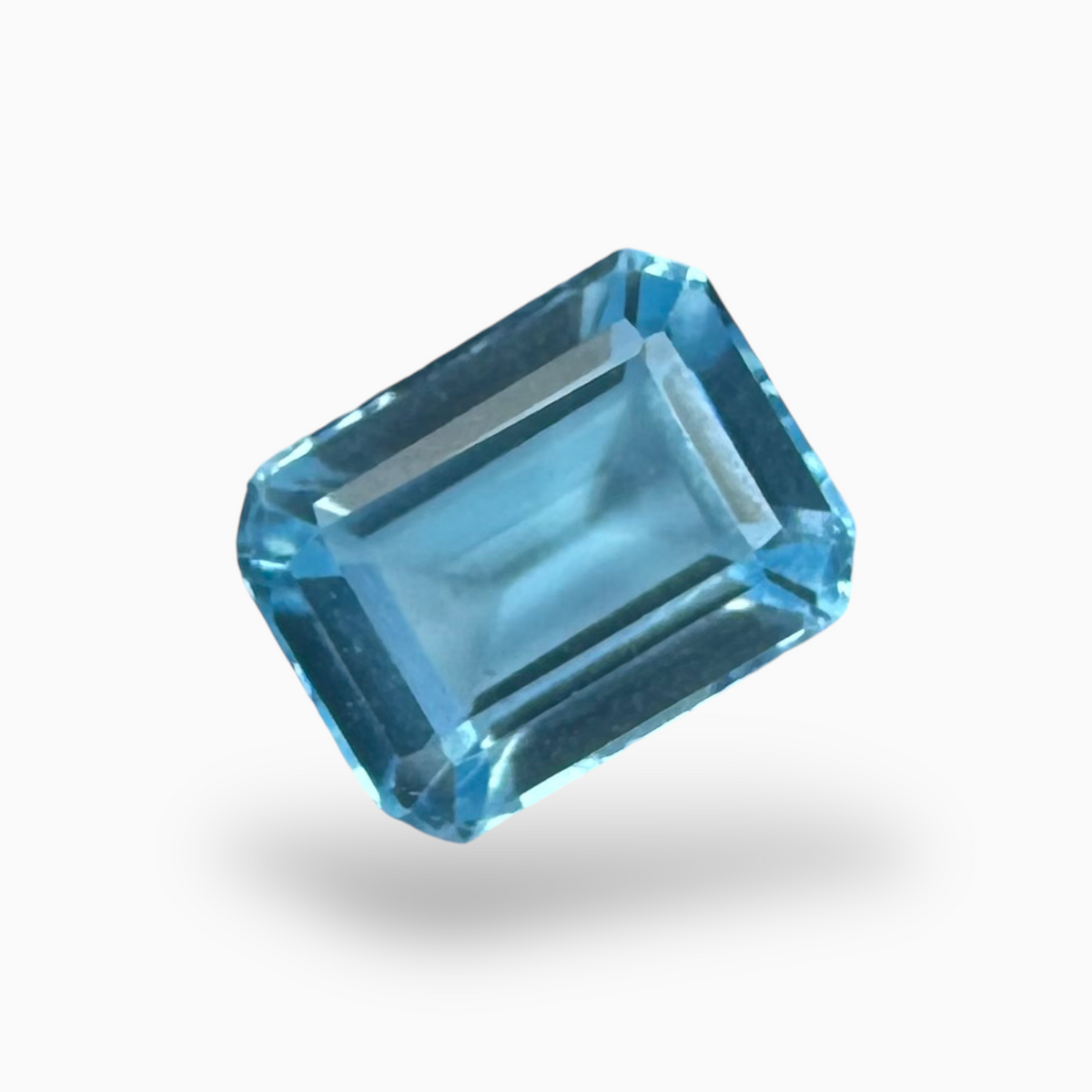 Swiss Blue Topaz Deep Sky Blue Color 3.33 Carats Emerald Cut Shape Size 10X8mm