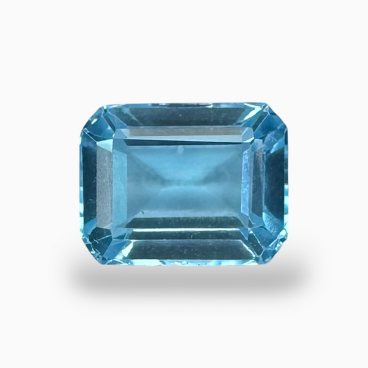 Swiss Blue Topaz Deep Sky Blue Color 3.33 Carats Emerald Cut Shape Size 10X8mm