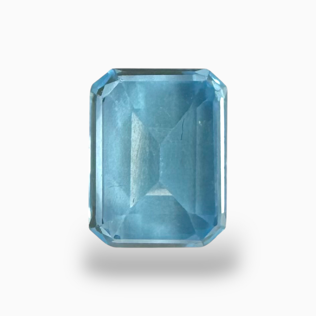Swiss Blue Topaz Deep Sky Blue Color 3.33 Carats Emerald Cut Shape Size 10X8mm
