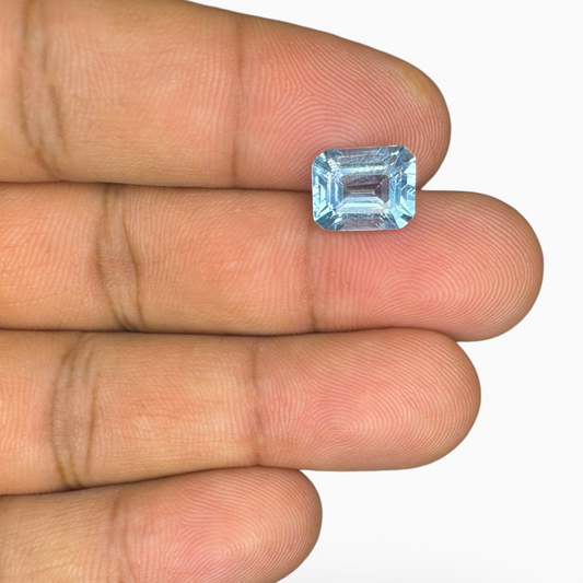 Swiss Blue Topaz Deep Sky Blue Color 3.80 Carats Emerald Cut Shape Size 14X10mm