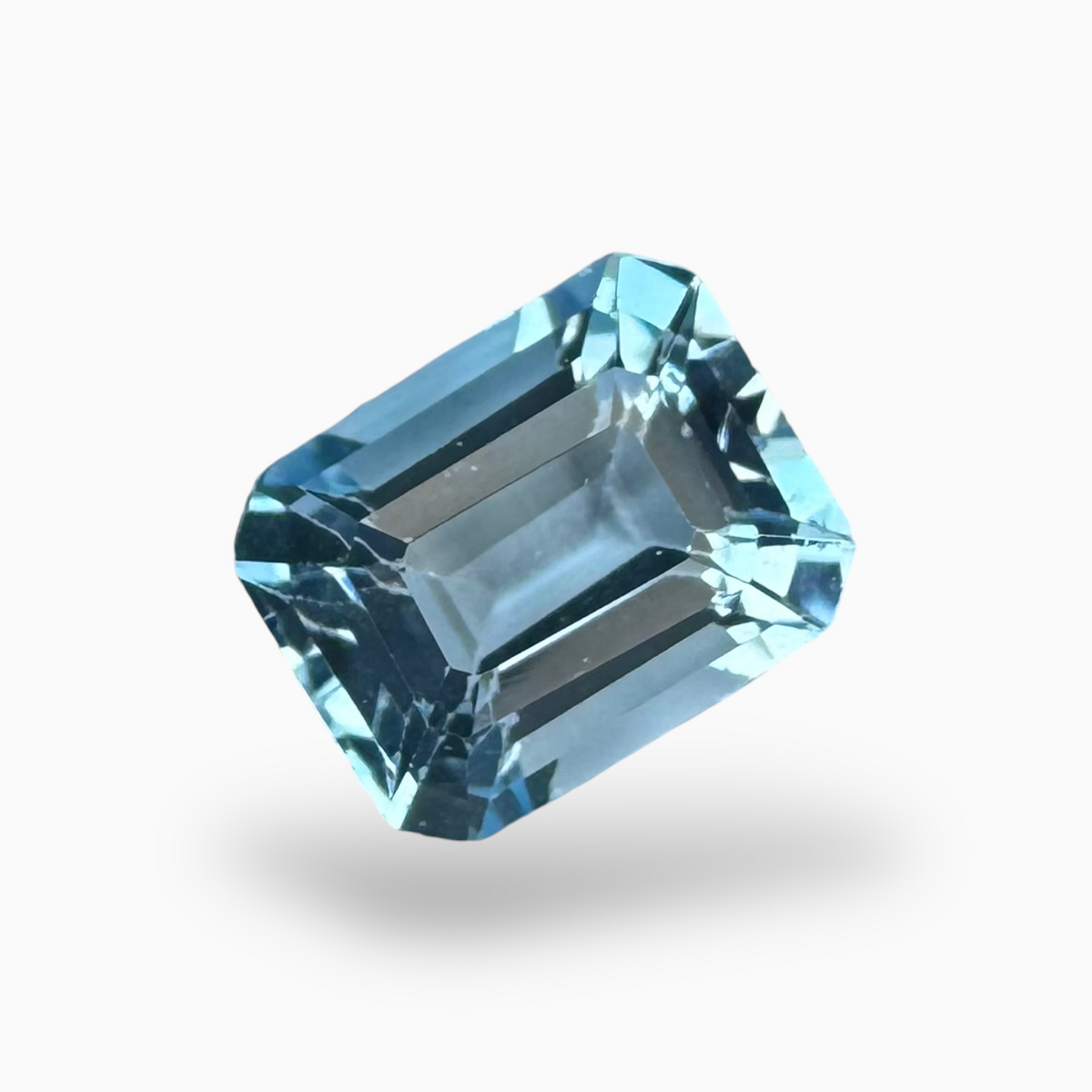 Swiss Blue Topaz Deep Sky Blue Color 3.80 Carats Emerald Cut Shape Size 14X10mm