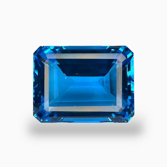 Deep Swiss Blue Topaz Emerald Cut Shape 38.80 Carats Stone Size 21X16mm