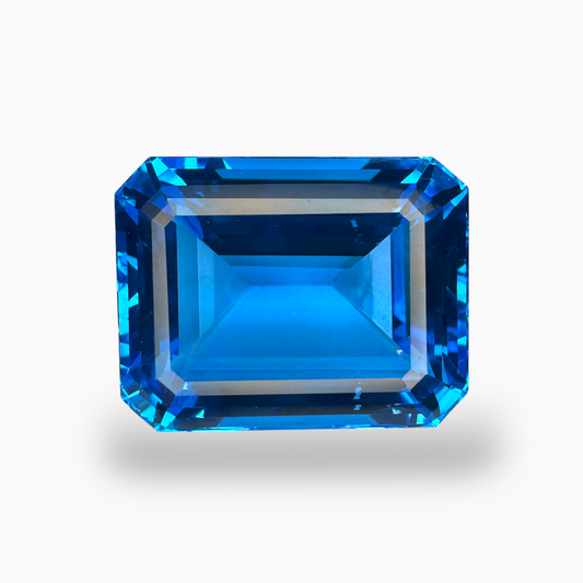 Deep Swiss Blue Topaz Emerald Cut Shape 48.88 Carats Stone Size 22.5X17mm