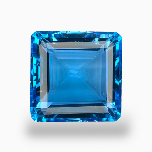 Swiss Blue Topaz Emerald Cut 18.04 Carats Stone Size 14X14mm