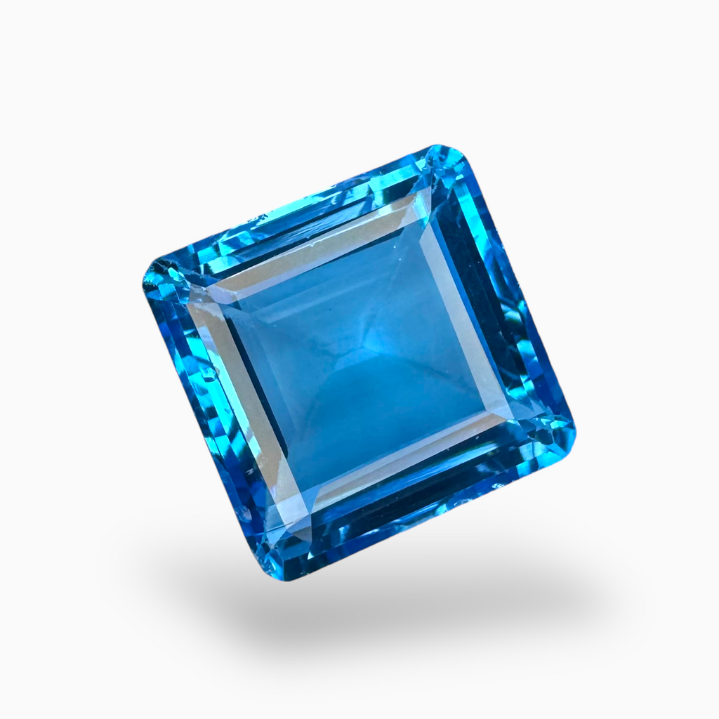 Swiss Blue Topaz Emerald Cut 18.04 Carats Stone Size 14X14mm