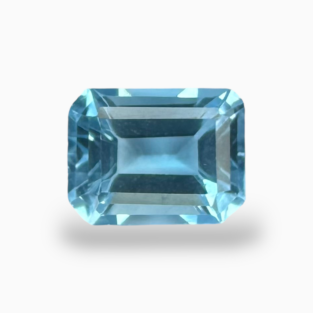 Swiss Blue Topaz Deep Sky Blue Color 2.76 Carats Emerald Cut Shape Size 6X4mm