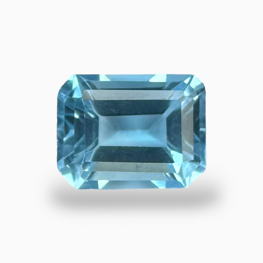 Swiss Blue Topaz Deep Sky Blue Color 2.76 Carats Emerald Cut Shape Size 6X4mm