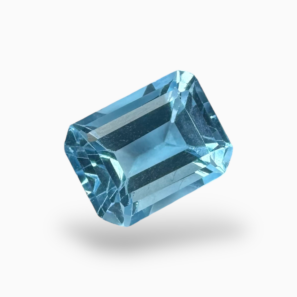 Swiss Blue Topaz Deep Sky Blue Color 2.76 Carats Emerald Cut Shape Size 6X4mm