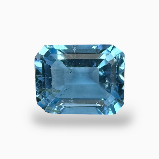 Swiss Blue Topaz Deep Sky Blue Color 2.90 Carats Emerald Cut Shape Size  9X7mm