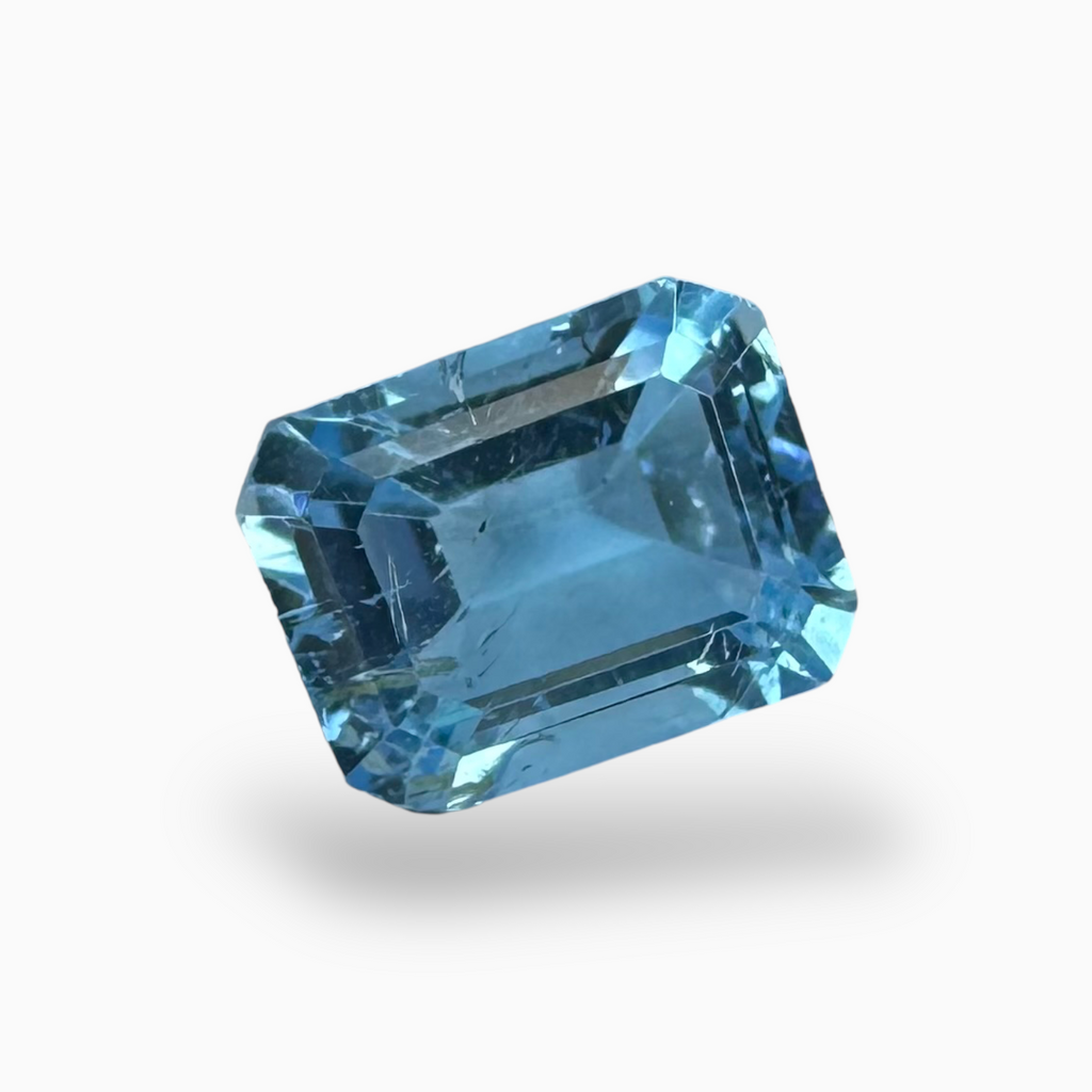 Swiss Blue Topaz Deep Sky Blue Color 2.90 Carats Emerald Cut Shape Size  9X7mm