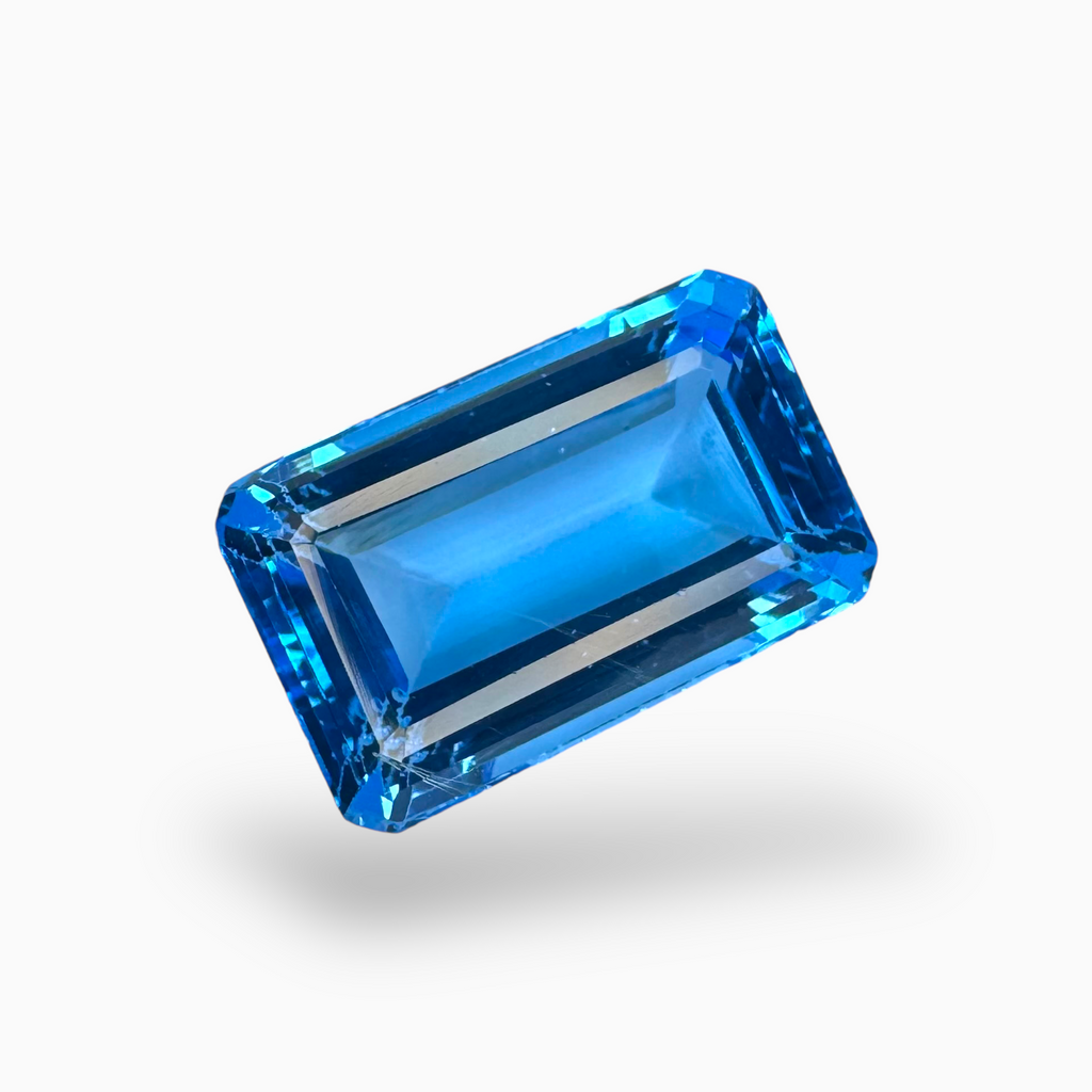 Swiss Blue Topaz Emerald Cut 21.86 Carats Stone Size 19X12mm