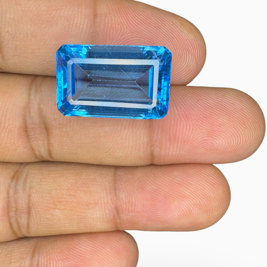 Swiss Blue Topaz Emerald Cut 21.86 Carats Stone Size 19X12mm