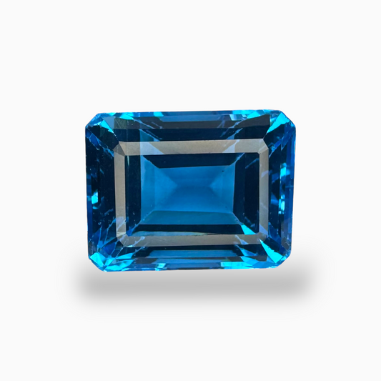 Swiss Blue Topaz Emerald Cut Shape 22.55 Carats Stone Size 16X12mm