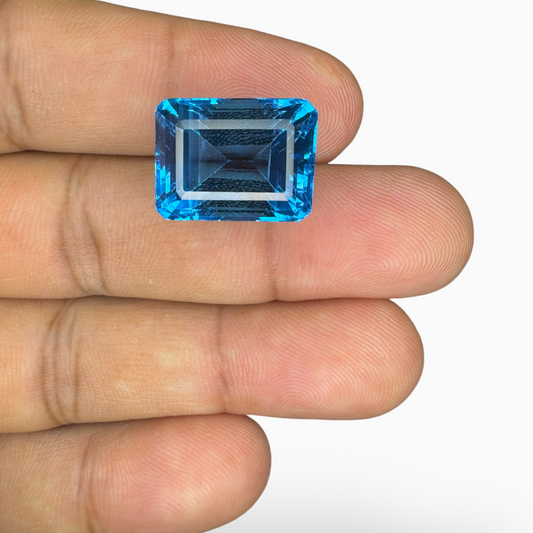 Swiss Blue Topaz Emerald Cut Shape 22.55 Carats Stone Size 16X12mm