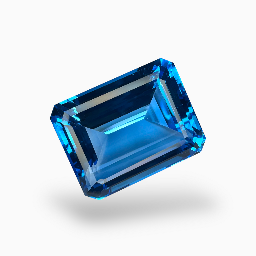 Swiss Blue Topaz Emerald Cut 41.84 Carats Stone Size 21X16.5mm