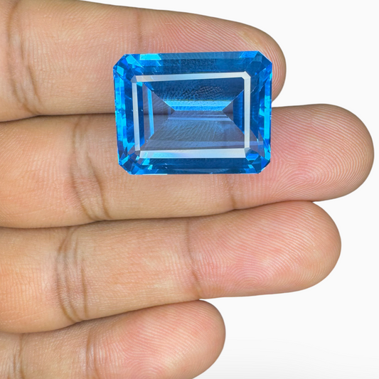 Swiss Blue Topaz Emerald Cut 41.84 Carats Stone Size 21X16.5mm