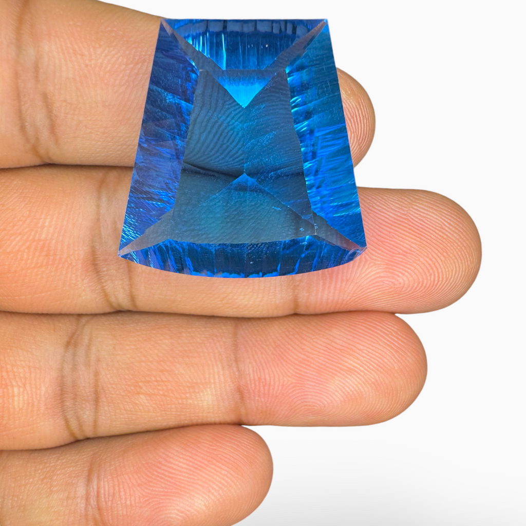 Swiss Blue Topaz Fancy Cut Shape 56.35 Carats Stone Size 27X26mm