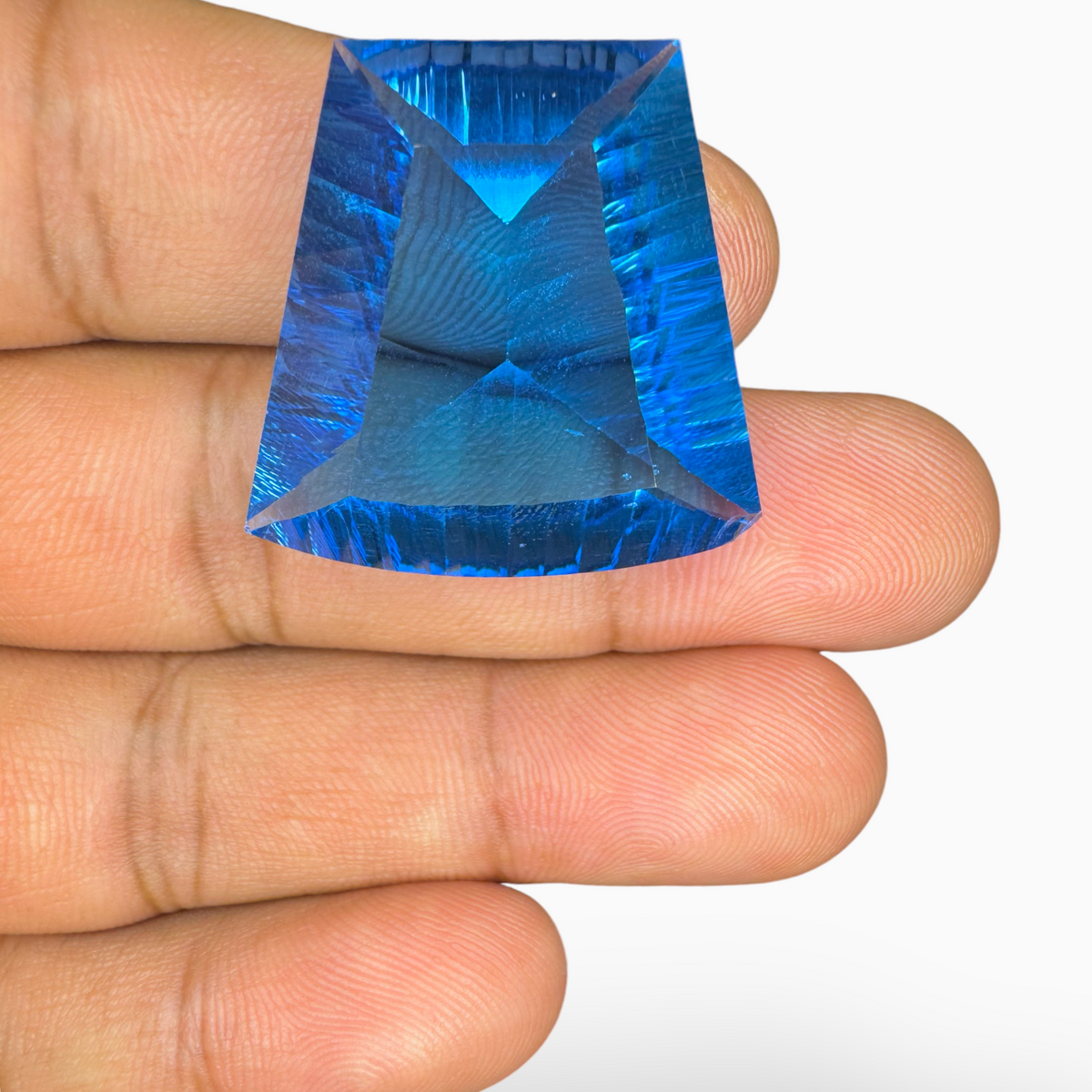 Swiss Blue Topaz Fancy Cut Shape 56.35 Carats Stone Size 27X26mm