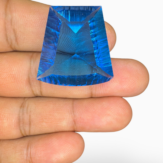 Swiss Blue Topaz Fancy Cut Shape 56.35 Carats Stone Size 27X26mm