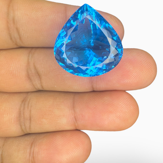 Swiss Blue Topaz Pear Shape 36.10 Carats Stone Size 21.5X21mm