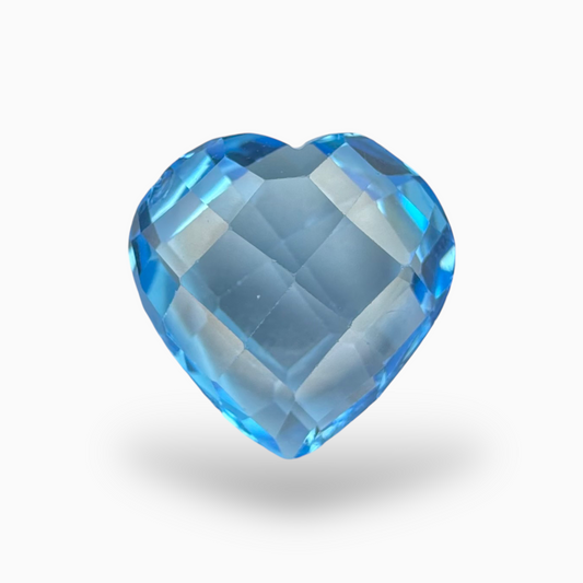 Swiss Blue Topaz 9.67 Carats Heart Shape Stone Size 14X14mm Rose Cut