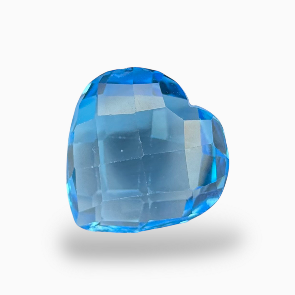 Swiss Blue Topaz 9.67 Carats Heart Shape Stone Size 14X14mm Rose Cut