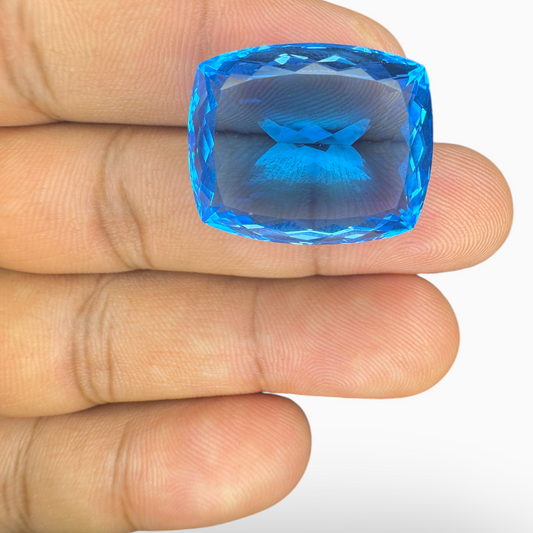 Swiss Blue Topaz Cushion Shape 40.29 Carats Stone Size 23X18.5mm