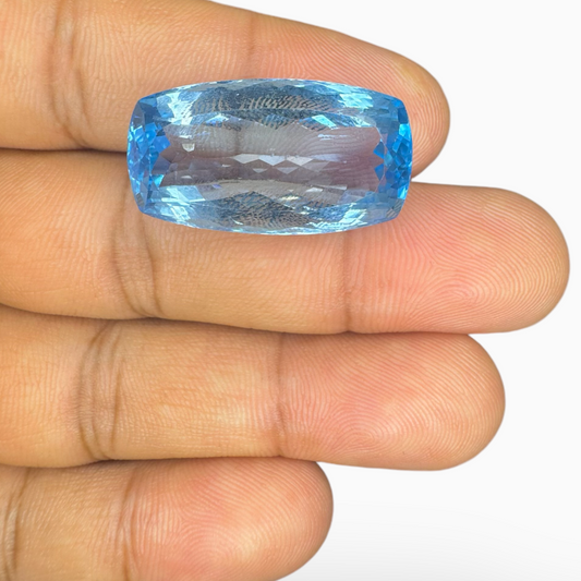 Swiss Blue Topaz Long Cushion Shape 40.4 Carats Stone Size 26.5X14.5mm