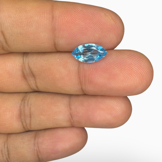 Swiss Deep Blue Topaz Color 1.98 Carats Maquise Shape Size 12X6mm