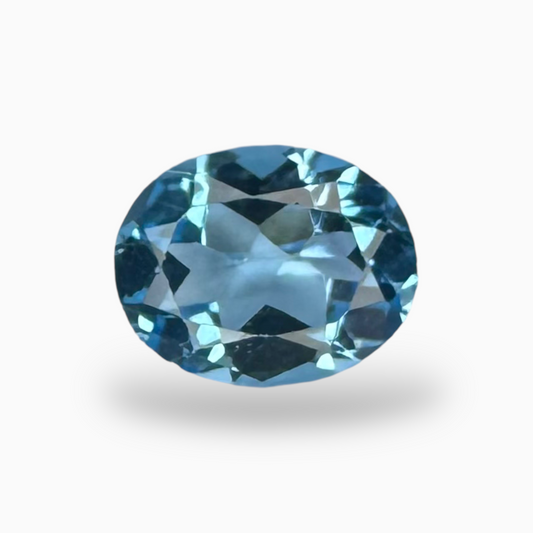 Swiss Blue Topaz Deep Sky Blue Color 1.92 Carats Oval Shape Size 9X7mm