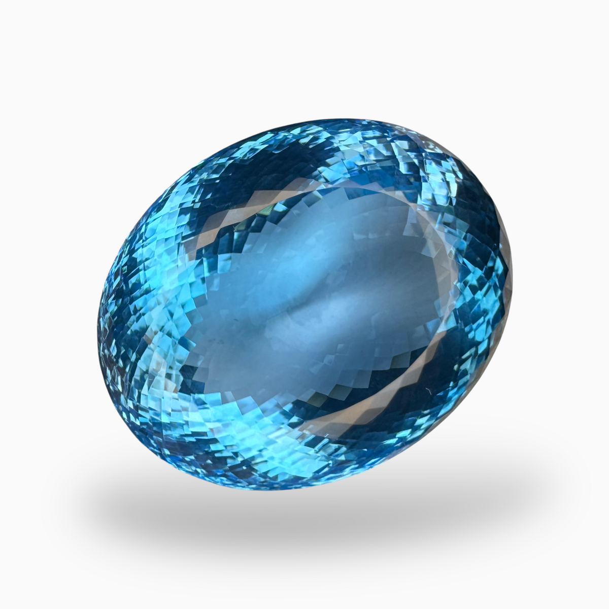 Deep Swiss Blue Topaz Oval Shape 126.80 Carats Stone Size 32X26mm Rose Cut
