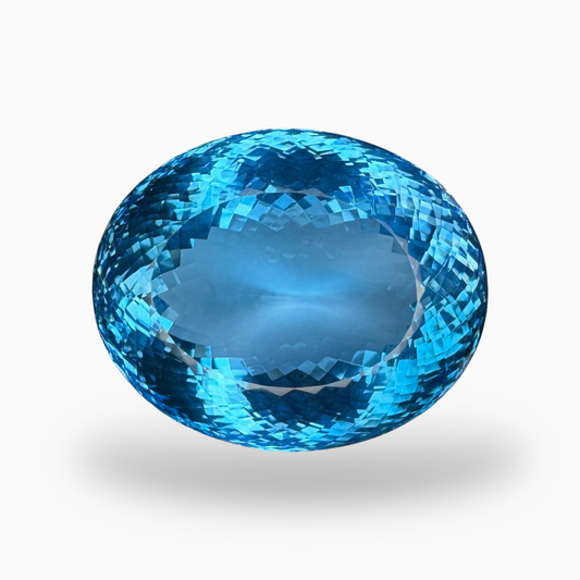 Deep Swiss Blue Topaz Oval Shape 126.80 Carats Stone Size 32X26mm Rose Cut